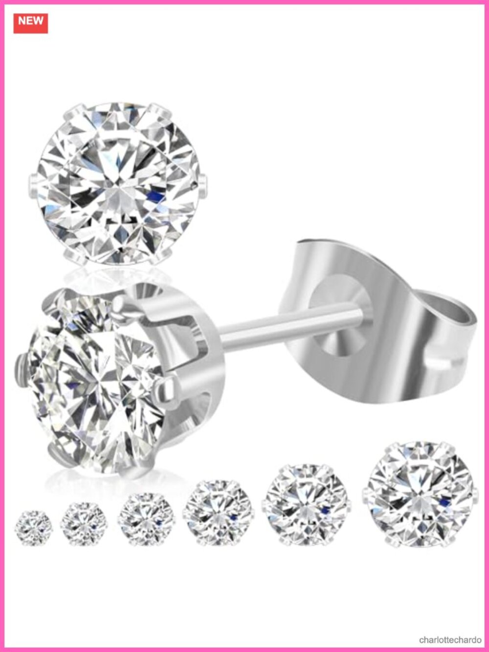 6 Pairs Stud Earrings Set Stainless Steel, Hypoallergenic Earrings for